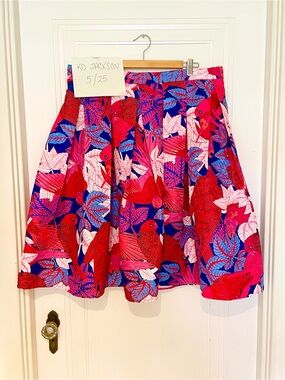 Vibrant Floral And Parrot Print Skirt